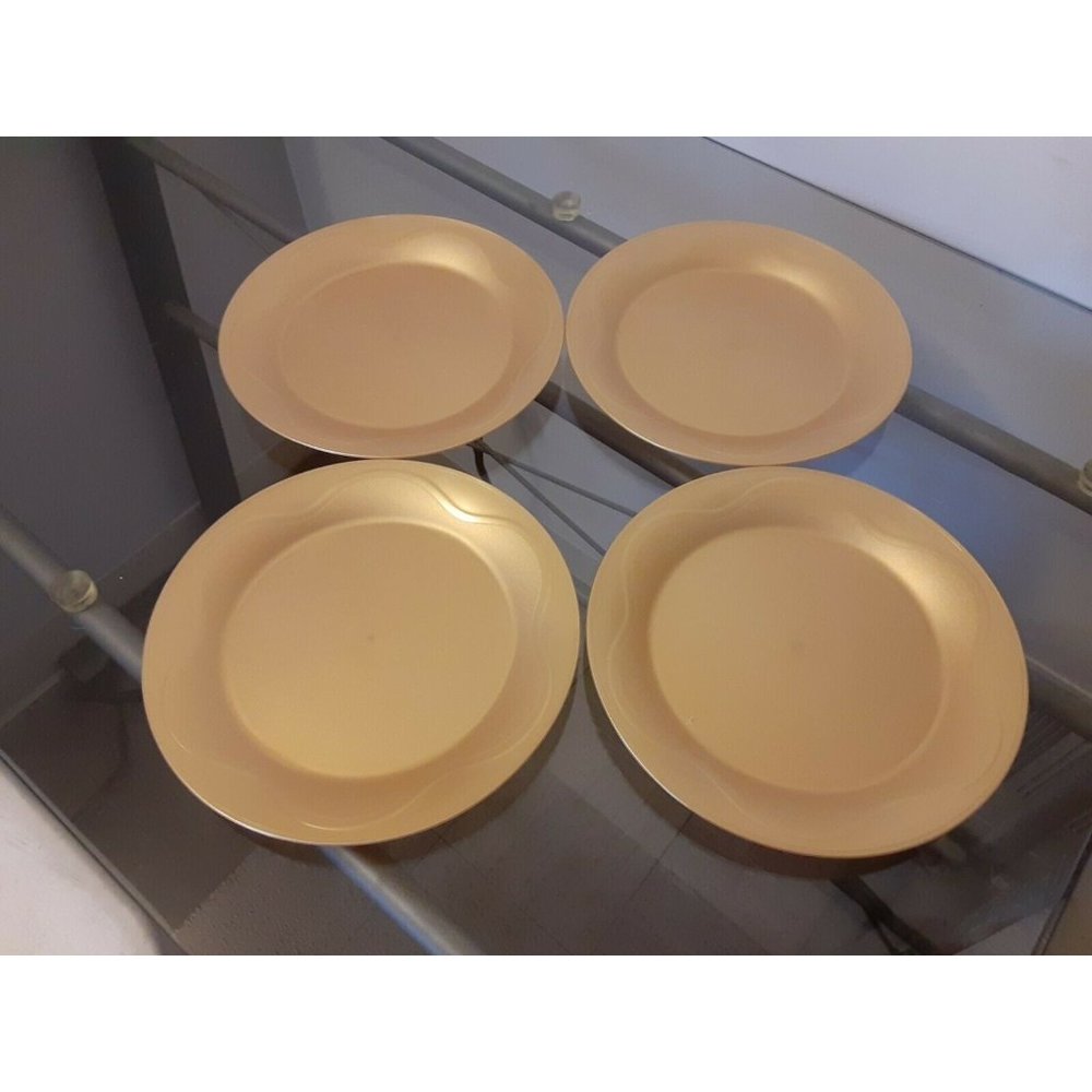 Tupperware Party Plates Gold 8" Set of 4 NEW BPA Free!
